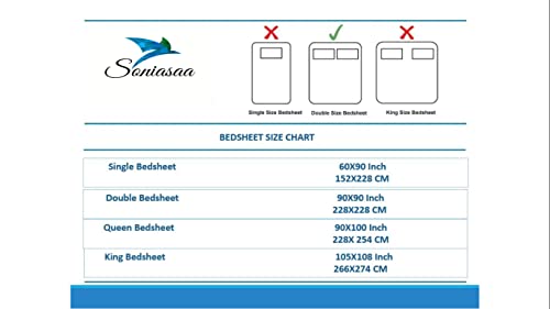 Soniasaa® Prime Collection 136 TC Cotton-Blend Fabric Double Sized(90x90) Inch 1 Bedsheet with 2 Pillow Covers - Double Bedsheet for Double Bed Soft-Touch Skin Friendly