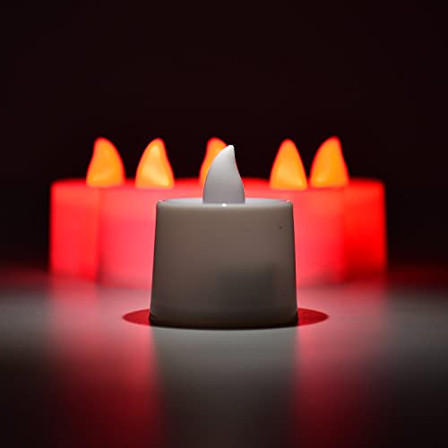 Undine Red Flameless LED Tealights, Smokeless Plastic Decorative Candles - Led Tea Light Candle for Home Decoration (Pack of 24)