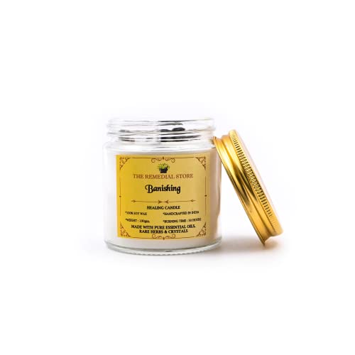 The Remedial Store Healing Ritual Money Candle | Luxury Fragrance | Therapy Candle | Glass Candle | Jar Candle | Soy Wax Candle | Smokeless Wax Candle | 30 Hours Burning Time (Banishing)