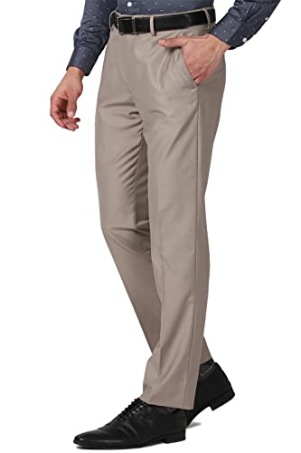 Peter England Men's Slim Work Utility Pants (PITFSSLBW93054_Beige_40)