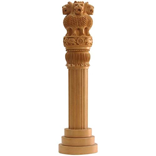 Craftn Love Wooden Pillar Ashok Stambh Handcrafted Showpiece (Brown(12-Inch))