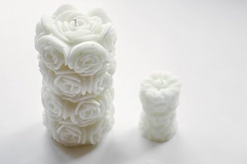 Divine Aura of Serenity and Grace: Mesmerizing White Rose Designer Pillar Scented Candle for Uplifting Energy and Harmonious Bliss