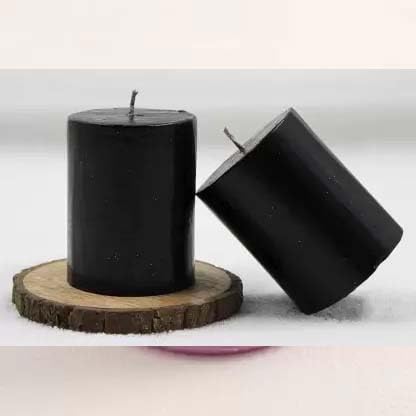 CD Crafts Pillar Candles Set of 6 | Dripless | Smokeless | Odourless | Pillar Candles for Home Decor (Black Pillar),(2 by 4 inches)