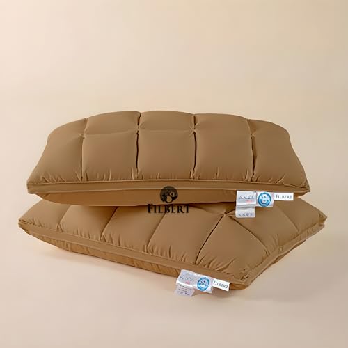 Filbert Super Soft Premium Box Buffle Pinch Pleate Adjustable Hight Pillows 18x28 Inch Standard Size Luxurious Down Alternative Sleeping Pillow | Beige - Set of - 2