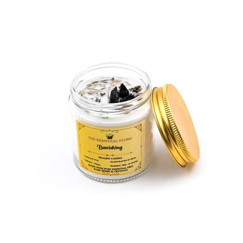 The Remedial Store Healing Ritual Money Candle | Luxury Fragrance | Therapy Candle | Glass Candle | Jar Candle | Soy Wax Candle | Smokeless Wax Candle | 30 Hours Burning Time (Banishing)