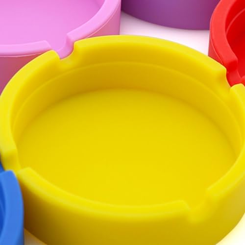 LOOM TREE® Round Silicone Ashtray Smoking Holder for Tabletop Office Yellow | 1 Piece Silicone Ashtray