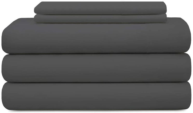 Cotton Bed Sheets 5 Piece Split Set 400 Thread Count 100% Extra Long Staple Luxurious & Hypoallergenic Bedding Hotel & Home Collection Deep Pocket 10-18 inches (Split King, Dark Grey Solid)