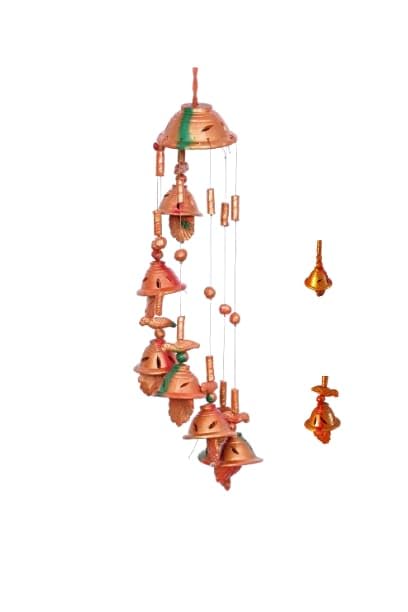 Terracotta Clay Wind Chimes Hanging Bell for Outdoor Garden Decor/Clay Melodious Sound Wind Chimes with 7 Bells