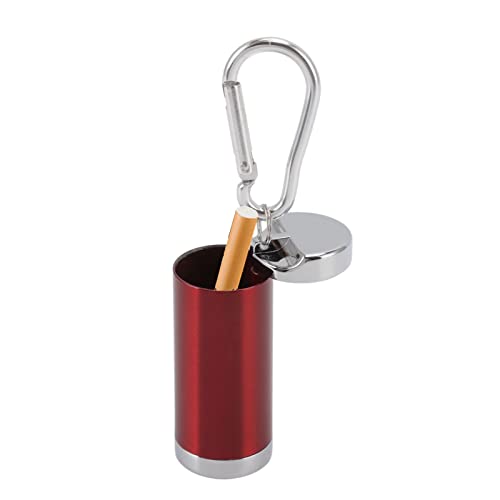 Ubersweet® Portable Ashtray Stainless Steel Fireproof Buckle Design Exquisite Look Mini Ashtray Keychain for Car Office Ashtray Keychain (red)