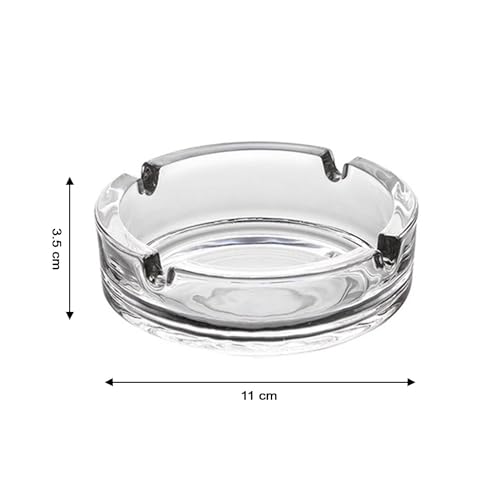 SOARICATE Glass Classic Crystal Quality Cigar Cigarette Ashtray Round Tabletop for Home Office Indoor Outdoor Home Decor