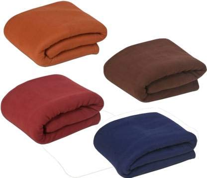 ELSTONE HOME Polyester Single Blankets, Multicolour, Pack of 4