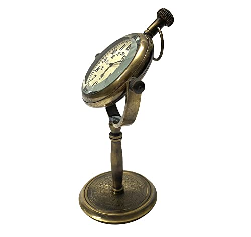 Esra Arts-Brass Antique Finish Table Clock Nautical Maritime Numeral Desk Clock for Desk Decor/Room Decor/Office Decor