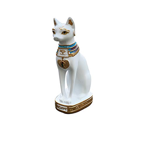 Artgenius Egypt Bastet Cat Statue Egyptian Kitty Godness Collective Figure Sculpture (White, 5.1IN)