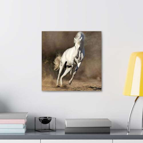 GADGETS WRAP Canvas Gallery Wrap Framed for Home Office Studio Living Room Decoration (10x10inch) - White Horse