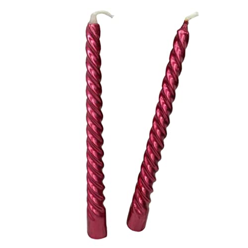 SAZ DEKOR 2pcs Twisted Spiral Christmas Taper Wax Candle Candlelight Dinner Decor Red