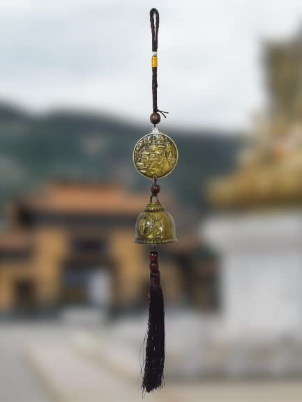 Ayoni Feng Shui Lucky Gautama Buddha Metallic Wind Chim Bell with Hanging String for Good Luck and Fortune