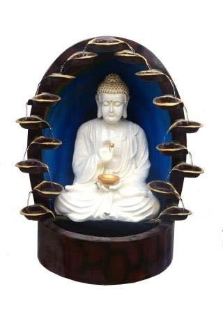 Waahkart Home Decor Beautiful White Buddha Water Fountain