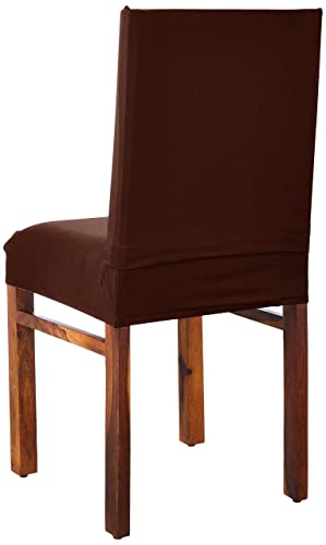 Amazon Brand - Solimo Polyester Spandex Stretchable Dining Chair Slipcover (Pack of 4, Brown)