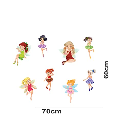 VVWV Little Fairy Wall Sticker for Home Decor Living Room Bedroom Play School Printed Wall Stickers L x H 70 x 60 Cms