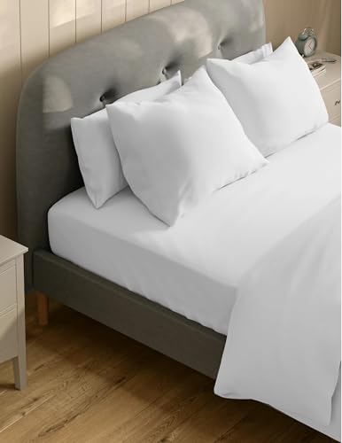 WCX Cotton Rich 680 TC Plain White Solid bedsheet - King Size