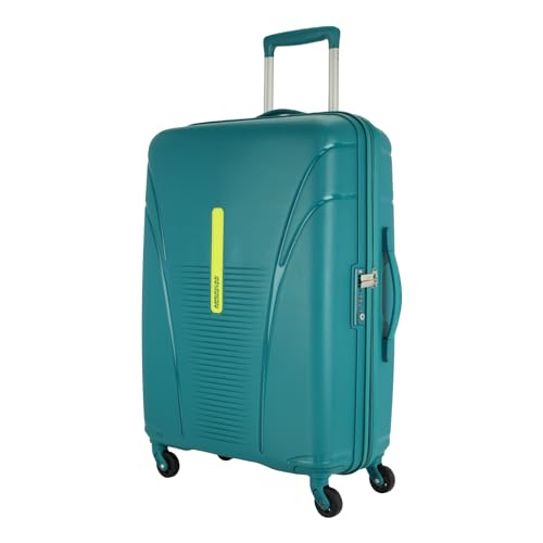 American Tourister Ivy 68 Cms Medium Check-in Polypropylene (PP) Hard Sided 4 Wheeler Spinner Luggage/Trolley Bag with TSA Lock (Sea Green)