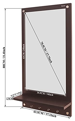 SUMWUD Lit Engineered Wood Wall Mounted Dressing Mirror with Hook Wenge