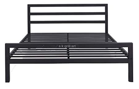 s k grill art Wrought Iron Metal Bed Fram with Mattress (6 X 6.5 Feet, Black)