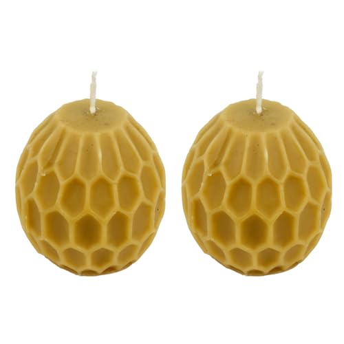 ANP BEE® 100% Pure Natural Hand Made Bees Wax Round Honey Comb Candles I Smokeless I Non Toxic & Tall Candles for Home Decor with 18 Hours Burn Time I 3.5 X 3.2 Inch Golden Yellow (Pack of 3)