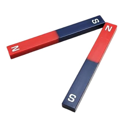 Asian Scientific Bar Magnet Physics Experiment Tool Red Blue Painted N/S Bar School Magnet Pole Teaching AIDS Educational Toys for Children, 4 Inch (Pack of 2)