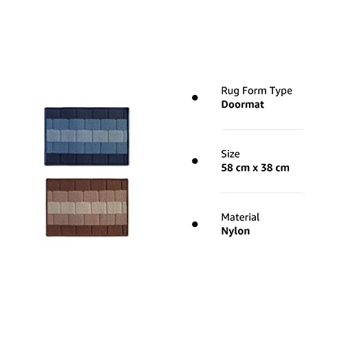 Status Polypropylene Door Mat (Pack of 2) - 58 cm x 38 cm (Blue Brown)