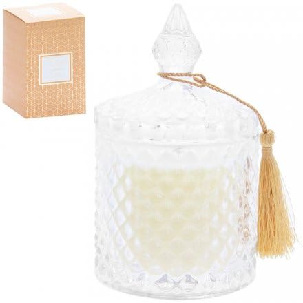 The Candle Nest Scented Glass Jar Candle Soy Wax Blended with Rose Fragrance Oil for Gifting, Home Decoration, Birthday, Bedroom (Rose, Crystal Jar Candle) Pack of 1