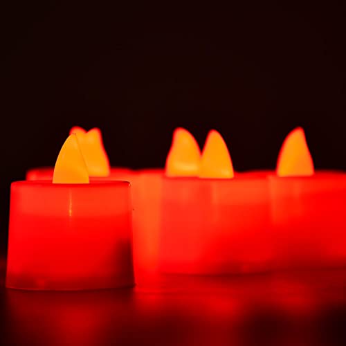 Baleen Red Flameless LED Tealights, Smokeless Plastic Decorative Candles - Led Tea Light Candle for Home Decoration (Pack of 24)