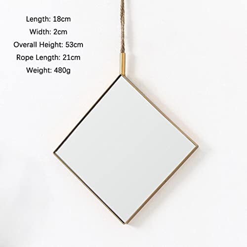 ATORSE® Wall Hanging Framed Mirror for Home Bathroom Round/Rhombus Rhombus_S_Golden