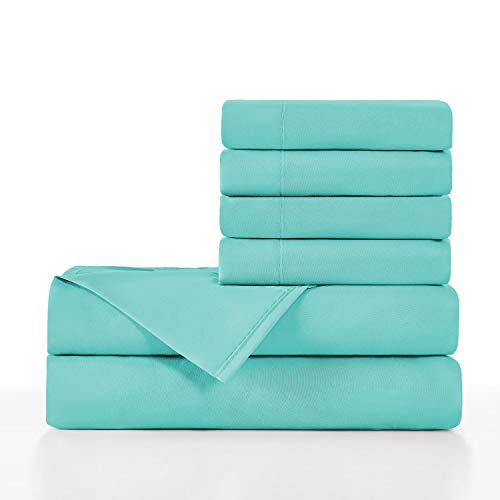 BASIC CHOICE 6 Piece Sheet Set - Luxury Soft 2000 Series Wrinkle & Fade Resistant Bed Sheets - Queen, Turquoise