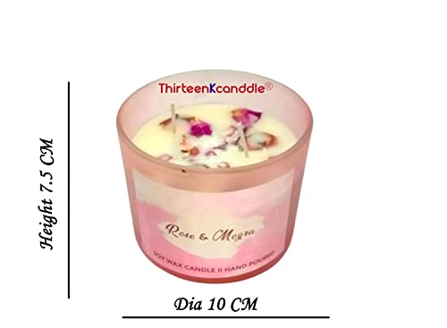 ThirteenKcanddle Rose Mogra Scented Aromatherapy Candles Naturals Soy Wax Gift Set for Festival Wedding Yoga Set of 1