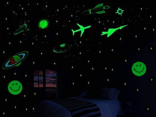 Edge Decor Vinyl Geography Wall Glow In The Dark Sticker (0.39x7.87x11.41 inches, Green)