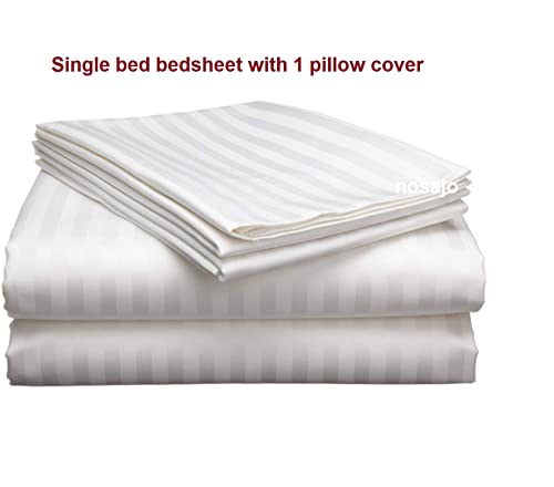 nosajo Cotton Single Bed Sheet with One Pillow Cover white