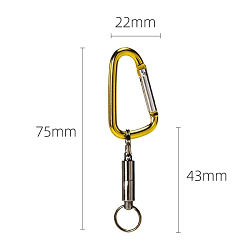 UJEAVETTE® Strong Magnetic Net Release Holder with Coil Lanyard Snap Clip Lock Buckle Yellow Carabiner