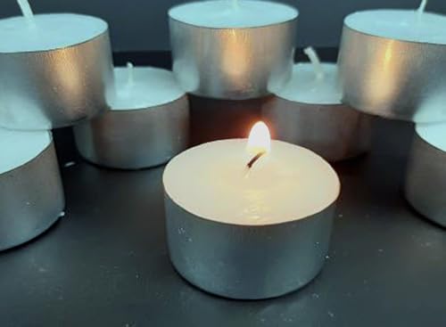 Itisha Treendzs 8-9 Hour Burn Time, Long Burning Tealights, Tea Lights Candles Long Burning - 9 Hour Tealights Unscented White Candles (Set of 75)