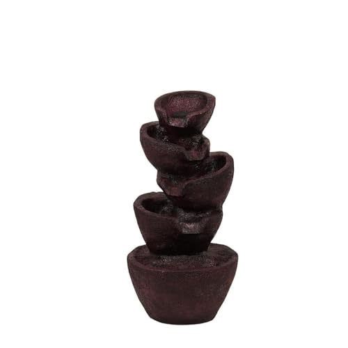 Shawshank Spiral Mini Water Fountain Resin Fiberglass Water Fountain for Home Office Living Room Dcor with LED Lights and Pump (Brown)