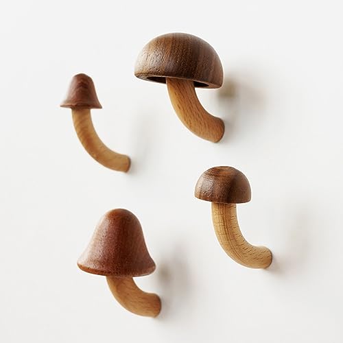 4 Pcs Handmade Mushroom Refrigerator Magnets, Wooden Mushroom Fridge Magnets, Home Office Kitchen Whiteboard Decorative Magnets