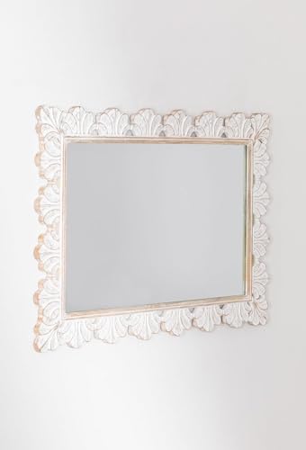 WILDWOOD Wood Wall Mirror | Wall Hanging | Wall Frame | Wall Mounted | for Living Room | Bedroom | Carving Frame Only Frame with Out Mirror (36"x24" Inch)