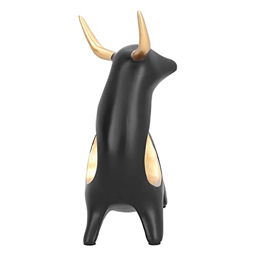 Bull Figurine, Multi‑Functional Vivid Abstract Sculpture Animal Statue with Anti Skid Pad for Office for Living Room for Wine Cabinet(BS817 Lift Black)