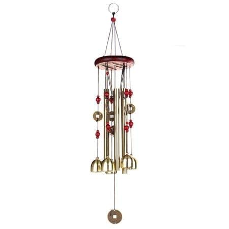 Sethi Traders Metal Wind Chimes with 4 Pipe and 5 Bells for Feng Shui at Home Balcony Garden Positive Energy, Home Decor Hanging Gifts for Loved Ones Jingle Good Sound 21 Inch Long Brass Windchime