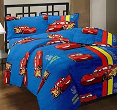 Rajmeen Car Cartoon Kids Design Print Single Bed Reversible AC Blanket | Dohar | Quilt | Duvet (Polycotton, Multicolor)