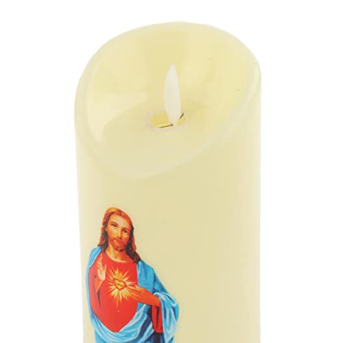 ATORSE® Electronic Candle Flameless Pillar Light Decoration Sacred Man with Heart