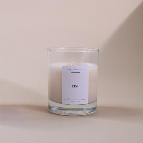 Amara Fragrance Pine Premium Scented Candle - Long-Lasting Aromatherapy, Hand-Poured Natural Soy Wax, Relaxing Fragrance for Home & Office (African Wood)