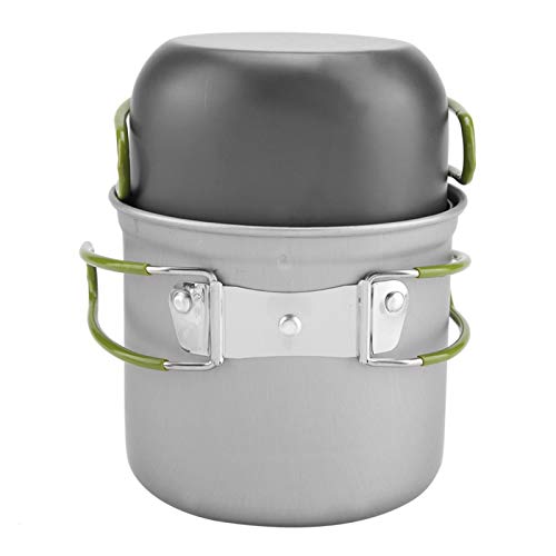 Aluminum Pot, Portable Outdoor Cookware, Solid and Durable 2Pcs/Set Hiking Picnic for Backpacking Camping