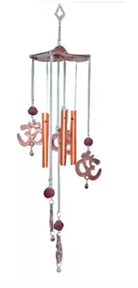 SDT Feng Shui Om Rudraksha Wind Chime Bamboo for Outdoor (40 x 10 cm, Brown) (Pack of 1)