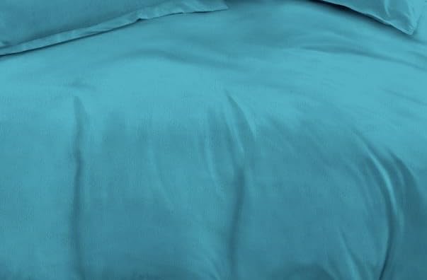 Furnistitchs Ultra Soft Solid Plain Velvet Bedsheet for Double Bed with 2 Pillow Covers 90x100 inches - Flannel Bed Sheet Warm Winter Season Luxury Bedspread (Teal, Double 90x100)